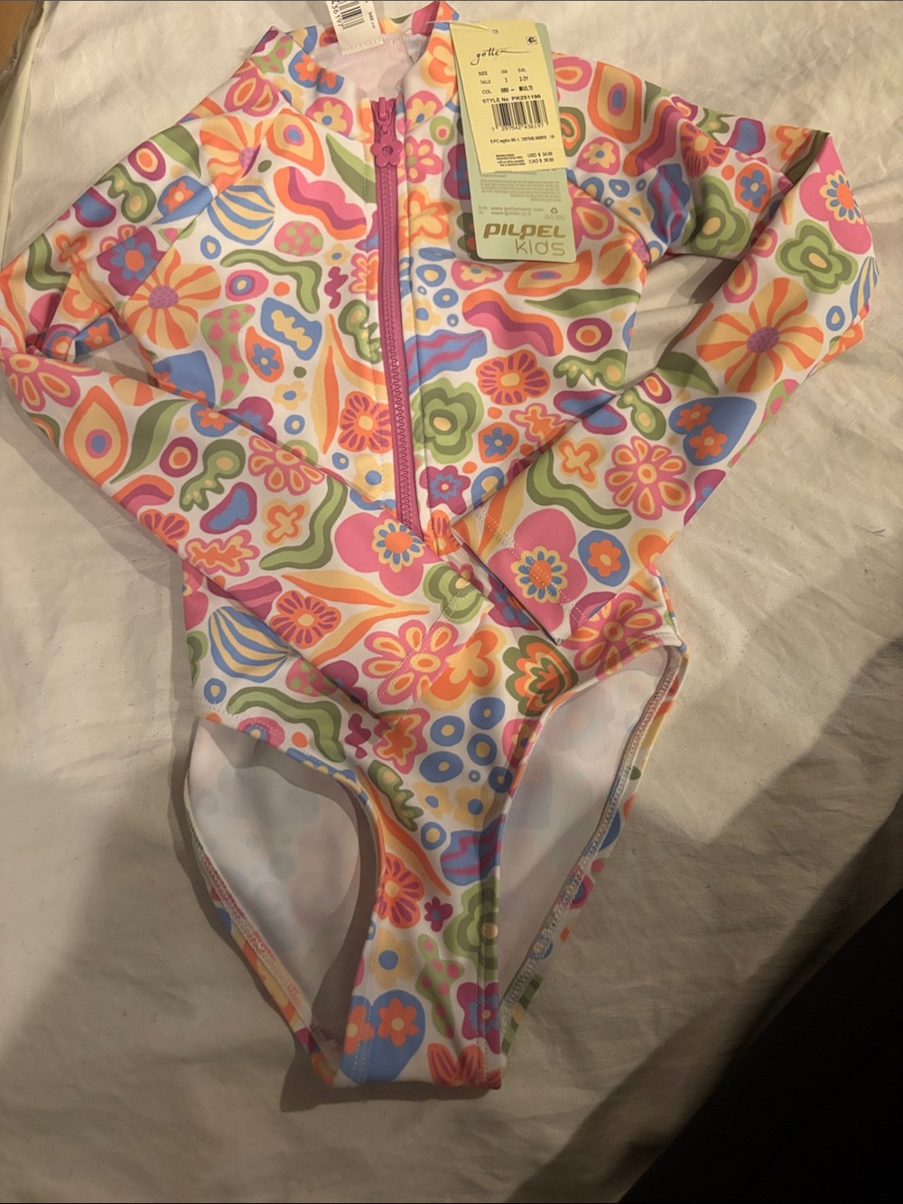 Gottex Floral Multi-Color Long Sleeve One-Piece Swimsuit